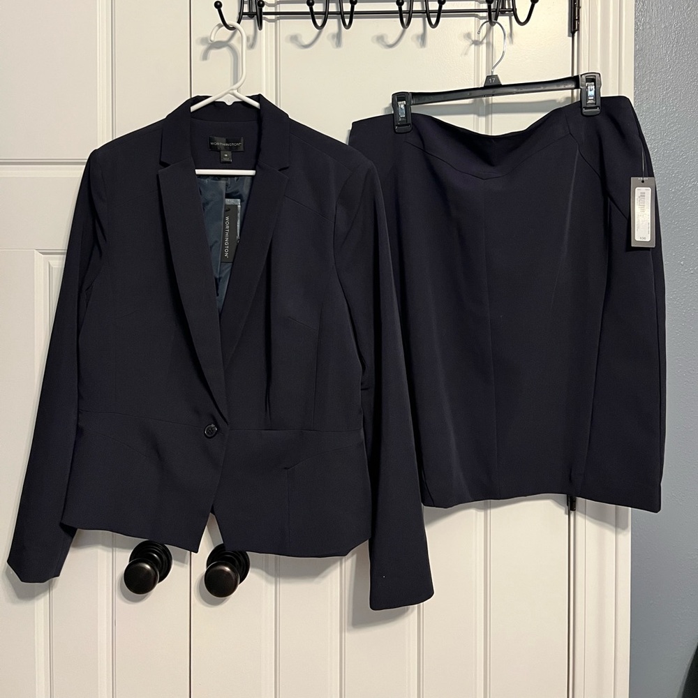 Navy Blue Blazer and Skirt Set